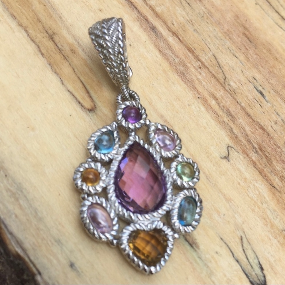 Judith Ripka Sterling Silver Multi Stone Pendant